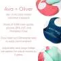 Ava + Oliver Silicone Bib Set - Waterproof Bibs Made with BPA Free Silicone - Perfect for Girls and Boys - Easy Clean Babies or Toddler Adjustable - Excellent Baby Shower Gift, Set of 2 (Navy/Gray)