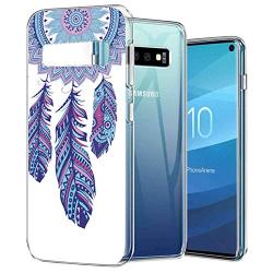 Clear Corner Case Compatible with Galaxy S10 (2019) (6.1 Inch) Feather Wind Chime Shock Absorbent