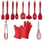 Yuybei-Home Silicone kitchenware 11-Piece Silicone Kitchen Utensils Cooking Utensils Set for Nonstick Cookware Includes Slotted Turner Whisk Brush and More Nonstick Heat Resistant Tools
