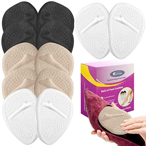 6 Pairs Metatarsal Pads for Women, Professional Reusable Silicone Ball of Foot Cushions, All Day Pain Relief and Comfort Metatarsal Pad, One Size Fits Shoe Inserts (1, 6pairs)