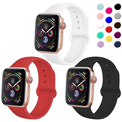 TIMTU Sport Band Compatible with Apple Watch Band 40mm 38mm 42mm 44mm, Soft Silicone Strap Replacement for Apple Watch Series 5 4 3 2 1 for Women/Men