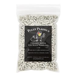 Polly Plastics Rock Tumbling Ceramic Filler Media (Small Cylinder Size) Porcelain Ceramic Pellets for Barrel and Vibratory Tumblers (1.5 lbs)