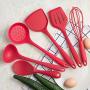 Yuybei-Home Silicone kitchenware 6-Piece Silicone Kitchen Utensil Set High Heat Resistant to 446°F Hygienic One Piece Design Cookware Nonstick Heat Resistant Tools (Color : Red, Size : 6 Piece Set)
