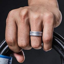 ThunderFit Mens Silicone Rings 7 Rings / 4 Rings / 1 Ring - Brushed Top Beveled Edges Rubber Wedding Bands 6.35mm Wide - 2mm Thick