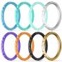 ThunderFit Thin and Stackable Silicone Rings, 8 Rings / 4 Rings / 1 Ring - Silicone Wedding Bands for Women - Diamond Pattern