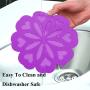 ME.FAN 4 Set Silicone Pot Holders, Trivet Mat, Jar Opener, Spoon Rest and Kitchen Trivet, Non Slip Flexible, Durable, Heat Resistant Dishwasher Available Kitchen Trivet and Pot Pads -Purple