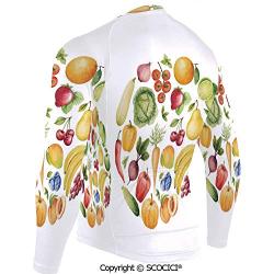 Cycling Jersey Long Sleeves Men,Fruit and Vegetables Vintage Style Kitchenware C