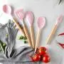 Silicone kitchenware 11 Pieces Pink Silicone Cooking Utensils Kitchen Utensil Set Wooden Handles Cooking Tools For Nonstick Cookware Includes Tongs Pasta Fork Whisk And More punk Silicone kitchen uten