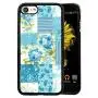 iPhone 7 8 Case, Blue Flower Shock-Absorption TPU Rubber Bumper iPhone 7 8 Case, Ultra Thin Slim Protective Cover for iPhone 7 8-Black