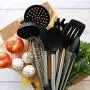 Cooking Tool Sets - 8 Piece Utensil Set Stainless Steel And Black Silicone Modern Nonstick Utensils Cooking - Sets Tool Cooking Cooking Tool Sets Kitchen Spatula Cook Stainless Steel Utensil Sil
