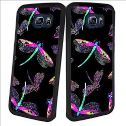 Samsung Galaxy S6 Case with Beautiful Dragonfly Pattern Whimsical Design Bumper Black Soft TPU and PC Protection Anti-Slippery &Fingerprint Case for Samsung Galaxy S6