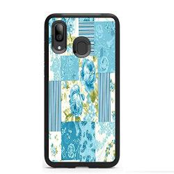 Samsung Galaxy A30 Case, Blue Flower Shock-Absorption TPU Rubber Bumper Samsung Galaxy A30 Case, Ultra Thin Slim Protective Cover for Samsung Galaxy A30-Black