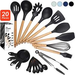 ?LEVER Kitchen Utensil Set - 20 Cooking Utensils. Kitchen Gadgets for Nonstick Cookware Set. Kitchen Accessories, Silicone Spatula set, Serving Utensils. Best Silicone Kitchen Utensils Tools Gifts