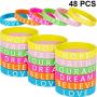 Jovitec 48 Pieces Motivational Wristbands Silicone Inspirational Bracelets Saying Rubber Bands for Men and Women