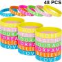 Jovitec 48 Pieces Motivational Wristbands Silicone Inspirational Bracelets Saying Rubber Bands for Men and Women