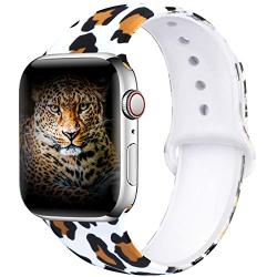 EXCHAR Compatible with Apple Watch Band 40mm 38mm 44mm 42mm Fadeless Pattern Printed Floral Bands Silicone Replacement Band for iWatch Series 5 Series 4/3/2/1 for Women Men