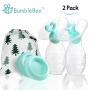 Bumblebee Manual Breast Pump with 2 Pack Breastfeeding Milk Saver Light Blue Star & Heart Stopper & lid in Gift Box Breastpump 100% Food Grade Silicone bpa PVC and Phthalate Free