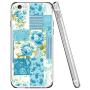 iPhone 6s 6 Case, Soft TPU Slim-Fit Flexible Ultra-Thin Clear Case, Full-Body Rugged Bumper Print Blue Flower Case for iPhone 6s 6, Transparent