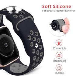 Suwikeke Sport Band Compatible with Apple Watch Band 38mm 42mm 40mm 44mm Breathable Soft Silicone Replacement Wristband Compatible for iWatch Series 4 3 2 1