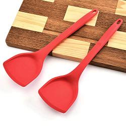 Yuybei-Home Silicone kitchenware Pack of 2 Silicone Wok Spatula Non-Stick Heat Resistant Easy to Clean Seamless Kitchen Utensil for Cooking Stir-Fry Nonstick Heat Resistant Tools