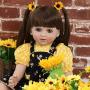 Realistic Reborn Toddler Girl Baby Doll Vinyl Long Hair Yellow and Black Princess Dress 24 Inches