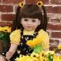 Realistic Reborn Toddler Girl Baby Doll Vinyl Long Hair Yellow and Black Princess Dress 24 Inches