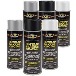 Design Engineering 010300 High-Temperature Silicone Coating Spray Assortment Case - 2 Cans Each of Black, Aluminum, and White