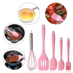 firlar 5pcs Silicone Baking Utensils Set, Silicone Egg Beater Shovel Spoon Spatula Oil Brush Kitchenware Hand Whisk Mixer Cookware Set