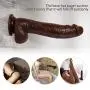 Suction Cup Dildo D1.65" x L8.66" Chocolate Color, High Quality Greenpinecone Realistic and Ultra-Soft Dildos for Women Sex Didlos Hand-Free Anal and Vaginal G-spot Toys for Female, Lesbians, Men