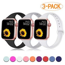 R-fun Slim Bands Compatible with Apple Watch Band 40/44mm Series 5/4 38/42mm Series 3/2/1, Soft Silicone Sport Strap Wristband for Women Men Kids with iWatch