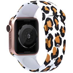 EXCHAR Compatible with Apple Watch Band 40mm 38mm 44mm 42mm Fadeless Pattern Printed Floral Bands Silicone Replacement Band for iWatch Series 5 Series 4/3/2/1 for Women Men