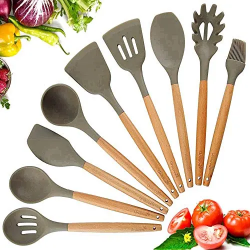 Fenrs Kitchen Utensil Set Silicone Cooking Utensil Set 11pcs/set Wooden Silicone Kitchenware Set For Cooking Baking Tools Heat Resistance Tools Best Kitchen Gadgets Kitchen Tool Set Gift