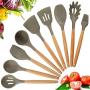 Fenrs Kitchen Utensil Set Silicone Cooking Utensil Set 11pcs/set Wooden Silicone Kitchenware Set For Cooking Baking Tools Heat Resistance Tools Best Kitchen Gadgets Kitchen Tool Set Gift