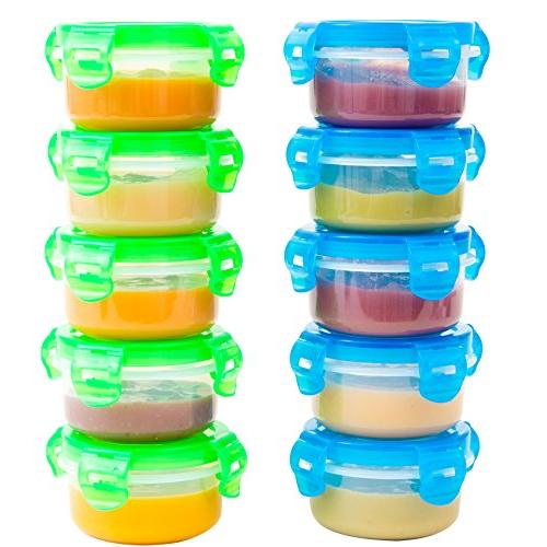 Elacra Baby Food Storage Containers [3.4 oz, 10-Piece] Small Containers with Lids for Kids and Toddlers, Leakproof and Airtight