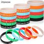 Motivational Bracelets Silicone Wristbands Inspirational Bands with Inspirational Messages for Studying Competing Working, 6 Styles (24 Pieces)