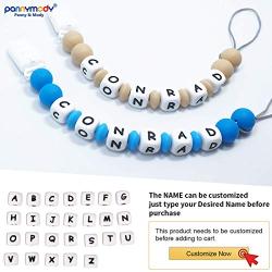 Pacifier Clip Personalized Name, Panny & Mody Customized Binky Holder Teething Silicone Beads Toys for Baby Girls Boys Toddler - Set of 2