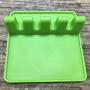 BESTONZON Kitchen Utensil Rest Mat Heat Resistant Ladle Fork Mat Silicone Spoon Rest Kitchenware Drying Mat (Green)
