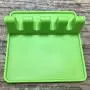 BESTONZON Kitchen Utensil Rest Mat Heat Resistant Ladle Fork Mat Silicone Spoon Rest Kitchenware Drying Mat (Green)