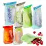 Reusable Silicone Food Storage Bags, 7 Pack Airtight Seal Food Silicone Bag Container for Liquid,Meat,Sanwich,Fruit, Best for Preserving and Cooking, 2xLarge+2xMedium+3xSmall, Dishwasher Safe
