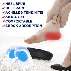 Silicone Gel Heel Cups, Plantar Fasciitis Foot Comfort Pads Shoe Pads for Pain Relief Heel Pain, Bone Spur, Achilles Pain Relief Protectors Plantar Fasciitis Inserts - US Mens (7-13)