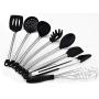 High Temperature Silicone Kitchenware 8 PCS Stainless Steel Handle Silicone Spatula Fishing Fence Food Clip Egg Beater Scraper