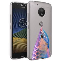 Moto G5 Case, Soft TPU Slim-Fit Flexible Ultra-Thin Clear Case, Full-Body Rugged Bumper Print Arowana Case for Moto G5, Transparent