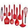 JunbosiKitchenware Black Red Nonstick Kitchen Set Silicone Kitchenware Set of 10 Kitchenware Set of Ten,Red