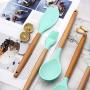 11pcs Kitchen Utensil Set Silicone Cooking Utensil Nonstick Cookware Kit with Heatproof Wooden Handle Kitchenware, Kitchenware