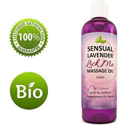 Edible Massage Oil and Lubricant - Sensual Massage Oil with Lavender and Almond Oil with Vitamin E - Natural Aphrodisiac Oil for Erotic Massages Moisturizing Body Oil for Men and Women