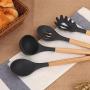 Kitchen Gadget Set 8 Pieces With Silicone and Wooden Handle Kitchen Utensils, Non-Stick Scraper Shovel Spoon Tool, Kitchenware