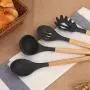 Kitchen Gadget Set 8 Pieces With Silicone and Wooden Handle Kitchen Utensils, Non-Stick Scraper Shovel Spoon Tool, Kitchenware