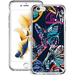 iPhone 6s 6 Case,Flexible Soft TPU Cover Shell,Slim Silicone Black Rubber Non-Slip Durable Design Protective Phone Case for iPhone 6s 6 -Butterfly