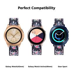 VIGOSS Flower Cow Band Compatible Galaxy Watch 42mm Bands Active 40mm Band Women 20mm Width Silicone Skull Strap Replacement Wristband for Samsung Galaxy Watch 42mm SM-R810 Smartwatch