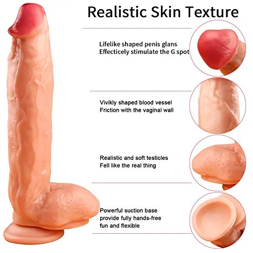 12 Inch Silicone Material Waterproof Female Mǎssǎger Lifelike D?ld? with Suction Cup Vibrant Toy